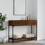 Konsolbord 100×34,5×75 cm konstrueret træ brunt egetræ - Kategori: 4 Konsolbord 100x34,5x75 cm konstrueret træ brunt egetræ