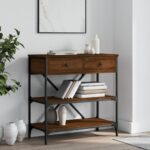 Konsolbord 75×34,5×75 cm konstrueret træ brunt egetræ - Kategori: 4 Konsolbord 75x34,5x75 cm konstrueret træ brunt egetræ