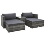 Loungesæt til haven 5 dele med hynder polyrattan grå - Kategori: 4 Loungesæt til haven 5 dele med hynder polyrattan grå