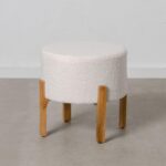 Puf Syntetisk stof Beige Træ 46 x 46 x 46 cm