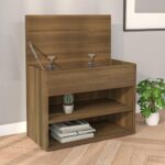 Skobænk 60x30x45 cm konstrueret træ brun egetræ - Kategori: 4 Skobænk 60x30x45 cm konstrueret træ brun egetræ