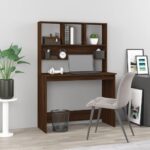 Skrivebord m. hylder 102x45x148 cm konstrueret træ brun egetræ - Kategori: 4 Skrivebord m. hylder 102x45x148 cm konstrueret træ brun egetræ