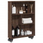 Smal opbevaringsvogn 48x13x68 cm konstrueret træ brun egetræ - Kategori: 4 Smal opbevaringsvogn 48x13x68 cm konstrueret træ brun egetræ