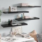Svævehylder 4 stk. 80×23,5×3,8 cm MDF sort højglans - Kategori: 4 Svævehylder 4 stk. 80x23,5x3,8 cm MDF sort højglans