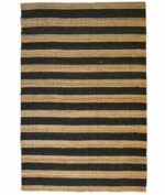 TEPPI 00021A gulvtæppe m. striber, rektangulær - beige og sort jute (200x290)
