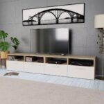 Tv-borde 2 stk. 95x35x36 cm konstrueret træ egetræ og hvid - Kategori: 4 Tv-borde 2 stk. 95x35x36 cm konstrueret træ egetræ og hvid