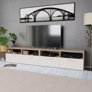 Tv-borde 2 stk. 95x35x36 cm konstrueret træ egetræ og hvid