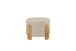 VENTURE DESIGN Coffey puf, rund – hvid hør/polyester og natur gummitræ (Ø52,5) - Kategori: Komfortable og praktiske puffer 4 VENTURE DESIGN Coffey puf, rund - hvid hør/polyester og natur gummitræ (Ø52,5)