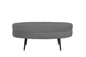 VENTURE DESIGN Otto puf, oval - grå bamsestof polyester og sort stål (100x40)