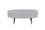 VENTURE DESIGN Otto puf, oval - hvid bamsestof polyester og sort stål (100x40)