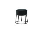 VENTURE DESIGN Pippi puf, rund – sort fløjl og sort stål (Ø45.5) - Kategori: Komfortable og praktiske puffer 4 VENTURE DESIGN Pippi puf, rund - sort fløjl og sort stål (Ø45.5)