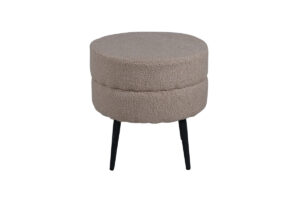 VENTURE DESIGN Pot puf, rund - beige bamsestof polyester og sort stål (Ø40)