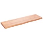 Væghylde 100x30x(2-4) cm behandlet massivt egetræ lysebrun - Kategori: 4 Væghylde 100x30x(2-4) cm behandlet massivt egetræ lysebrun