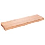 Væghylde 100x30x(2-6) cm behandlet massivt egetræ lysebrun