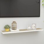 Væghylde 120×23,5×3,8 cm MDF egetræsfarve og hvid - Kategori: 4 Væghylde 120x23,5x3,8 cm MDF egetræsfarve og hvid