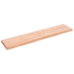 Væghylde 140x30x(2-4) cm behandlet massivt egetræ lysebrun - Kategori: 4 Væghylde 140x30x(2-4) cm behandlet massivt egetræ lysebrun