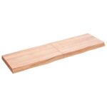 Væghylde 140x40x(2-6) cm behandlet massivt egetræ lysebrun