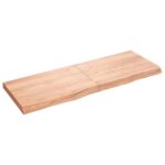 Væghylde 140x50x(2-6) cm behandlet massivt egetræ lysebrun - Kategori: 4 Væghylde 140x50x(2-6) cm behandlet massivt egetræ lysebrun
