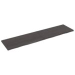 Væghylde 200x50x(2-4) cm behandlet massivt egetræ mørkebrun - Kategori: 4 Væghylde 200x50x(2-4) cm behandlet massivt egetræ mørkebrun