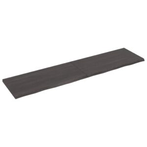 Væghylde 200x50x(2-4) cm behandlet massivt egetræ mørkebrun