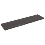 Væghylde 200x50x(2-6) cm behandlet massivt egetræ mørkebrun - Kategori: 4 Væghylde 200x50x(2-6) cm behandlet massivt egetræ mørkebrun