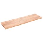 Væghylde 200x60x(2-4) cm behandlet massivt egetræ lysebrun - Kategori: 4 Væghylde 200x60x(2-4) cm behandlet massivt egetræ lysebrun