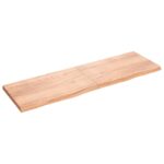 Væghylde 200x60x(2-6) cm behandlet massivt egetræ lysebrun - Kategori: 4 Væghylde 200x60x(2-6) cm behandlet massivt egetræ lysebrun