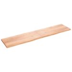 Væghylde 220x50x(2-4) cm behandlet massivt egetræ lysebrun - Kategori: 4 Væghylde 220x50x(2-4) cm behandlet massivt egetræ lysebrun