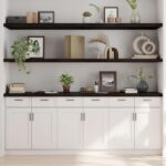 Væghylde 220x50x(2-4) cm behandlet massivt egetræ mørkebrun - Kategori: 4 Væghylde 220x50x(2-4) cm behandlet massivt egetræ mørkebrun