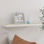Væghylde 80×23,5×3,8 cm MDF egetræsfarve og hvid - Kategori: 4 Væghylde 80x23,5x3,8 cm MDF egetræsfarve og hvid