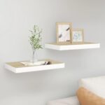 Væghylder 2 stk. 40x23x3,8 cm MDF egetræsfarve og hvid - Kategori: 4 Væghylder 2 stk. 40x23x3,8 cm MDF egetræsfarve og hvid