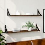 Væghylder 2 stk. 80x15x15,5 cm konstrueret træ brunt egetræ - Kategori: 4 Væghylder 2 stk. 80x15x15,5 cm konstrueret træ brunt egetræ