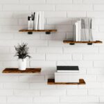Væghylder 4 stk. 40x30x1,5 cm konstrueret træ røget egetræ - Kategori: 4 Væghylder 4 stk. 40x30x1,5 cm konstrueret træ røget egetræ