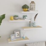 Væghylder 4 stk. 60×23,5×3,8 cm MDF egetræsfarve og hvid - Kategori: 4 Væghylder 4 stk. 60x23,5x3,8 cm MDF egetræsfarve og hvid