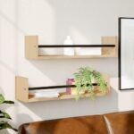 Væghylder med stænger 2 stk. 60x16x14 cm sonoma-eg - Kategori: 4 Væghylder med stænger 2 stk. 60x16x14 cm sonoma-eg