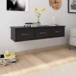 Vægskab med skuffer 88x26x18,5 cm konstrueret træ sort - Kategori: 4 Vægskab med skuffer 88x26x18,5 cm konstrueret træ sort