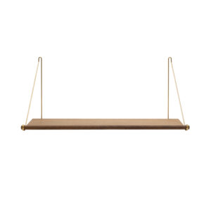 WE DO WOOD Loop Shelf væghylde, Brass Mounting Bracket - røgfarvet eg og messing stål