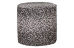 WOOOD Megan puf, rund – panterprint polyester fløjl (Ø46) - Kategori: 4 WOOOD Megan puf, rund - panterprint polyester fløjl (Ø46)