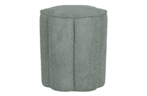 WOOOD Ollie puf, rund - aqua bouclé polyester stof (Ø40)