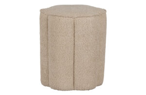 WOOOD Ollie puf, rund - sand bouclé polyester stof (Ø40)