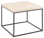 ACT NORDIC Barossa sofabord, kvadratisk - beige papir travertinlook og sort stål (60x60)