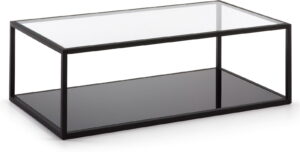 Blackhill, Sofabord, sort/klar, H35x110x60 cm, glas