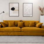 Chelsey flydersofa | 3 personers sofa gul velour - Kategori: Komfortable og praktiske puffer 4 Chelsey flydersofa | 3 personers sofa gul velour