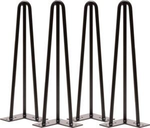 Elias, Understel til sofabord/bænk, 3-rods hairpin-legs, sæt á 4 stk, sort, H41x17x13 cm