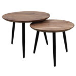 HSM COLLECTION sofabord, rund – natur akacietræ og sort jern (sæt af 2) - Kategori: 4 HSM COLLECTION sofabord, rund - natur akacietræ og sort jern (sæt af 2)