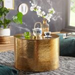 Håndlavet sofabord i hamret aluminium, orientalsk varmt look, guldfarvet - Kategori: 4 Håndlavet sofabord i hamret aluminium, orientalsk varmt look, guldfarvet