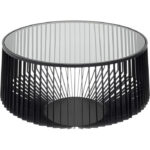 KARE DESIGN Corinne sofabord, rund - klar glas og sort stål (Ø80)
