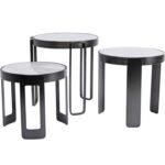 KARE DESIGN Perelli Black sofabord, rund – hvid marmorprint glas og sort stål (sæt af 3) - Kategori: 4 KARE DESIGN Perelli Black sofabord, rund - hvid marmorprint glas og sort stål (sæt af 3)