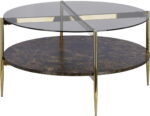 Kamilah, Sofabord, guld/flerfarvet, H43x84x84 cm, glas - Kategori: 4 Kamilah, Sofabord, guld/flerfarvet, H43x84x84 cm, glas