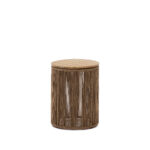 LAFORMA Dandara udendørs sofabord, rund – natur akacietræ og beige reb/stål (Ø40) - Kategori: 4 LAFORMA Dandara udendørs sofabord, rund - natur akacietræ og beige reb/stål (Ø40)